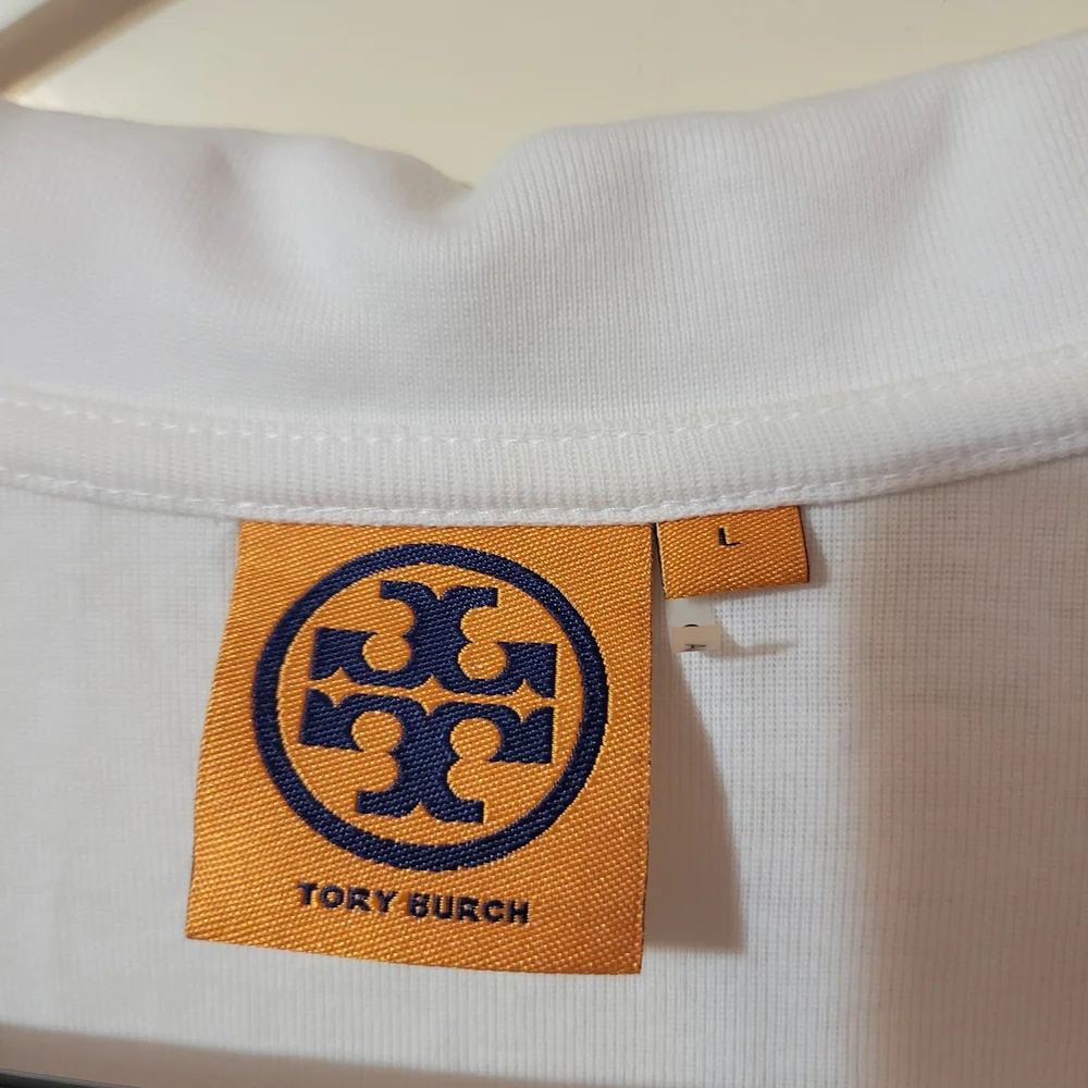 Tory Burch Women's Large White Stretch Polo